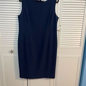 Kasper size 14 - Indigo Sleeveless Midi Sheath Dress in Navy